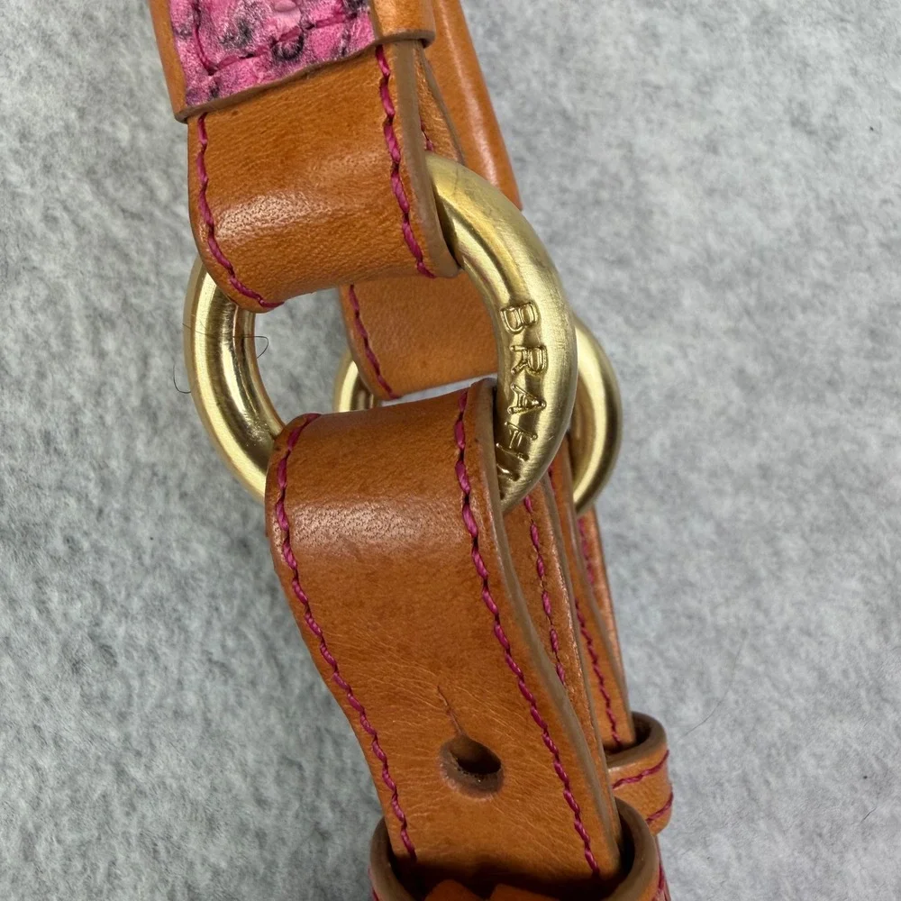 Brahmin Hot Pink Snake Embossed Leather Hobo Bag Y2K Boho Shoulder Purse Large